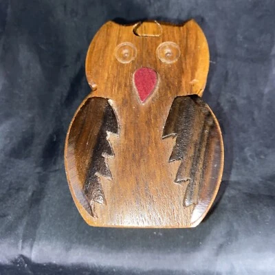 Wooden Owl Four Piece Puzzle Solid Wood Puzzle Box Walnut Stash Treasures - Image 1 of 4