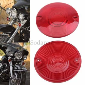 Motorcycle Red Flat Style Turn Signals Lens Covers Fit For Harley Honda Yamaha - Picture 1 of 12