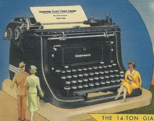 Feria Mundial de Nueva York 1940 - Máquina de escribir gigante Underwood Master de 14 toneladas - Lino - Imagen 1 de 3