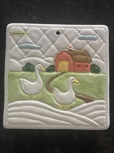 VINTAGE 1982 OTAGIRI TRIVET HOT PLATE, WALL PLAQUE TILE COUNTRY GEESE NICE!!!! - Picture 1 of 3