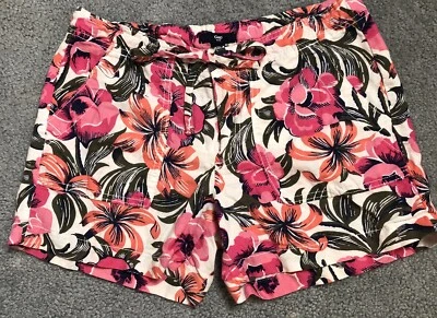 Pantalones Cortos Chinos Y2K Gap Mezcla de Lino Floral Para Mujer Talla 00 Rosa Cordón Cottagecore Foto 1 de 4