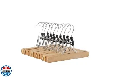 Amazon Basics Sturdy Wooden Pants Hangers - Natural, 10-Pack - Image 1 of 4