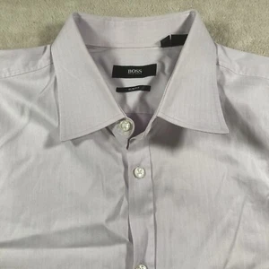 Camisa de vestir para hombre Hugo Boss calce ajustado rosa blanco espiga 16 cuello manga 34/35 - Imagen 1 de 7