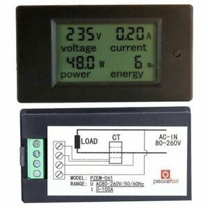 100A/80~260V Digital AC Voltage Meter  Power Energy Voltmeter Ammeter Multimeter