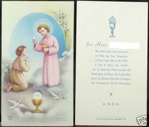 OLD FIRST COMMUNION REMEMBRANCE HOLY CARD YEAR 1957 ANDACHTSBILD SANTINI CC1046 - Imagen 1 de 1