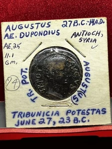 Moneta antica romana Augusto AE come sotto Tiberio (74) - Foto 1 di 4