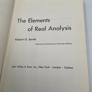 THE ELEMENTS OF REAL ANALYSIS by Robert G. Bartle - Hardcover 1964 - Picture 1 of 8