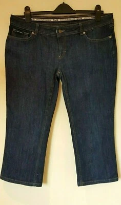 Pantalones de mezclilla Dolce Gabbana crop logotipo D&G tiro bajo azul algodón talla 33 UK 14 Foto 1 de 4