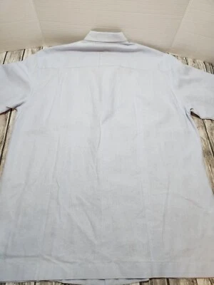 Cubavera Men's Short Sleeve Linen Blend  Button-up Shirt Blue M - Image 1 of 4