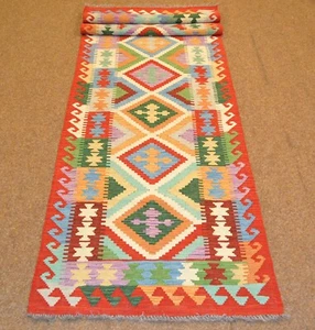 Handgewebter Orient Kelim Afghan Nr.702  292x80cm aus 100% Wolle - Picture 1 of 10