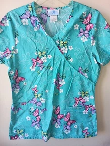 SB Scrubs Size Small Colorful Butterfly Scrub Top - Picture 1 of 5