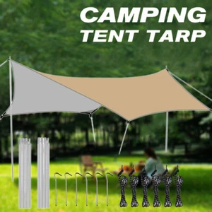 Wasserdicht Zeltplane Tarp Camping Sonnensegel Plane Schutzplane mit Zeltstangen - Bild 1 von 12