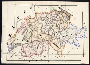 Unique Manuscript Map-SWITZERLAND-CANTON-MOUNTAIN RANGES-Dumont-1865 - Picture 1 of 1