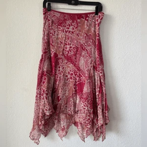 Jonathan Martin Studio 100% Silk Handkerchief Hem Skirt Boho Sz 14 Fairy Y2K - Picture 1 of 5