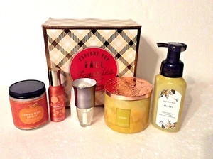 6 pc Bath & Body Works Gift Leaves & Pumpkin Pecan Waffles NIGHTLIGHT CANDLES + - Picture 1 of 10