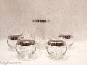 Cócteles vintage: jarra de banda de platino Libbey de 22 oz y gafas de 4 tempo 4,5 oz - Imagen 1 de 4