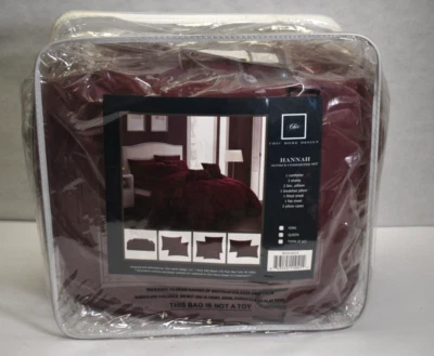 Chic Home Design BCS10414 Valentina Hannah 10 Piece Comforter Set Burgundy Queen - Image 1 of 4