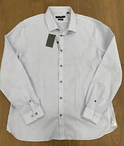 NWT $118 John Varvatos Melange Check Slim Fit Dress Shirt In Dutch Blue Size: L - Picture 1 of 5