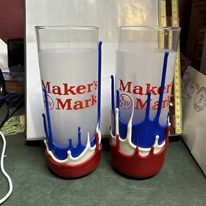 Maker’s Mark Bourbon  Cocktail Highball Glasses - Triple Wax Dipped - SUPER RARE - Picture 1 of 6