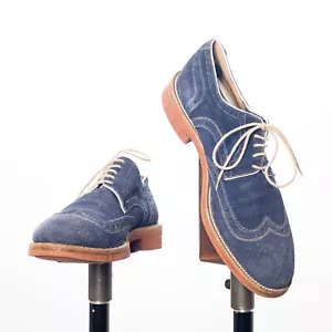 Zapatos CERRUTI 1881 Azul Gamuza Brogue Suelas de Goma Hecho en Italia EU41 - Imagen 1 de 7