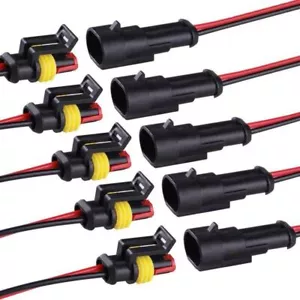 Lot 2Pin Waterproof Electrical Wire Cable Connector Male Female Way Plug 10Set - Picture 1 of 11