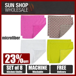 MICROFIBER Set of 8 Premium Kitchen Cloths! Pefect for S/S Glass Benchtop More! - Foto 1 di 9