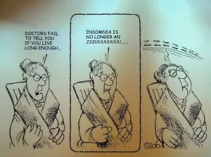 Bill Landis Original Cartoon Kunst The Villages Daily Sun 2010 Schlaflosigkeit - Bild 1 von 1