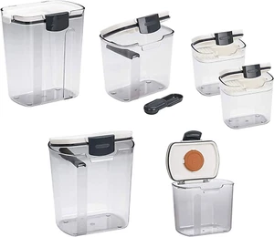 Clear Plastic Airtight Food Flour Sugar Storage Container Set, 6 Pieces - Picture 1 of 12