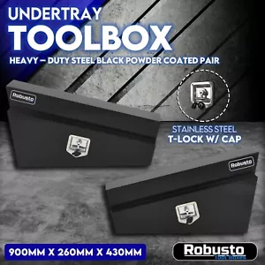 900mm Black Pair of Under Tray Undertray Tool Box Steel Underbody Toolbox Truck - Picture 1 of 10