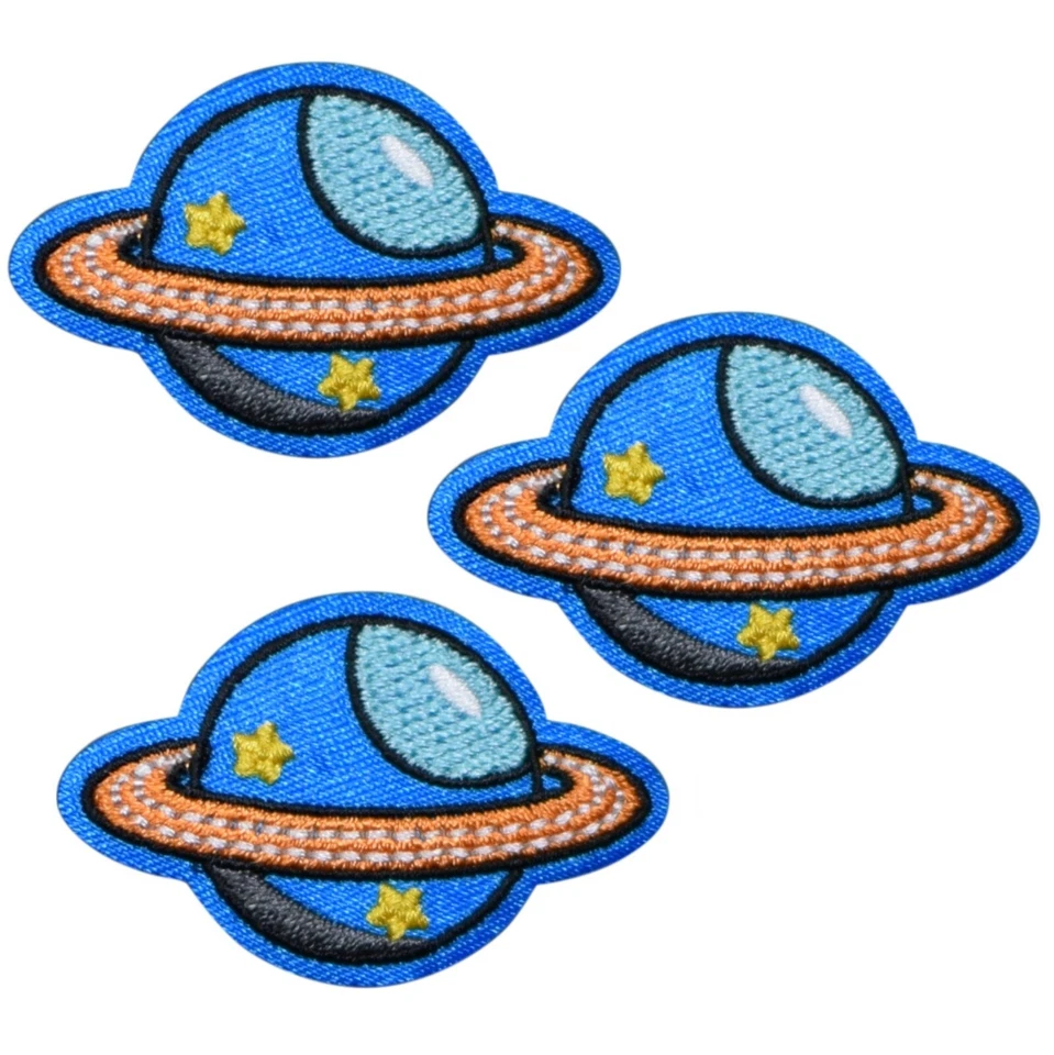 3-Pack Planet Applique Patch Mini Saturn Space Embroidered Badge 1-5/8" Iron On - Image 1 of 1