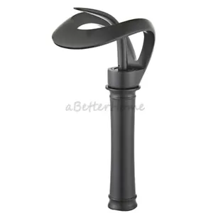 Brass Bathroom Countertop Wash Basin Faucets Wide Mouth Waterfall Sink Mixer Tap - Picture 1 of 14