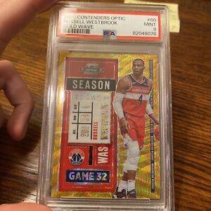 2021 Panini Contenders Optic Russell Westbrook Gold Wave PSA 9 MINT POP 1