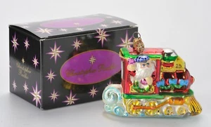 Christopher Radko North Pole Junction Train Blown Glass Ornament Santa w Box - Picture 1 of 8