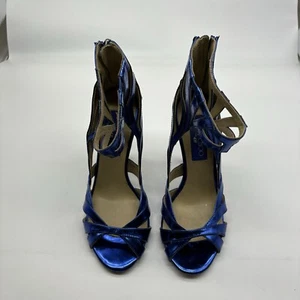 Jimmy Choo per H&M blu elettrico splendido sandalo con cinturino tacco UK 4 EU 37 - Foto 1 di 7