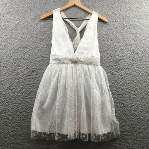 Lulus Ailey Daisy Skater Dress Gold Ivory S - Picture 1 of 3