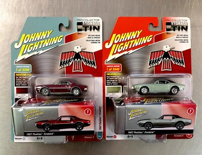 JOHNNY LIGHTNING STORAGE TIN 1967 PONTIAC FIREBIRD ( LOT OF 2 ) A & B VERSION - Image 1 of 4