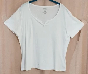 Jones New York Signature Women's White Notch Neck XL T-shirt Top - Picture 1 of 5