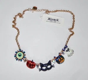 Auténtico Collar Betsey Johnson Fantasma Jack O' Linterna Cristal Halloween Nuevo con Etiquetas - Imagen 1 de 5