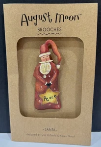 Vintage Volkskunst Weihnachtsmann Anstecknadel Lang August Mond Weihnachten Brosche von Dan DiPaola 2003 - Bild 1 von 7