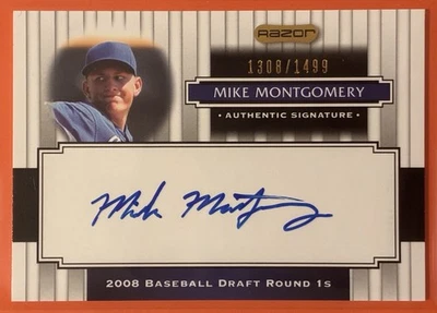 2008 Razor Signature Series Mike Montgomery Auto /1499 #184 Baseball - Image 1 of 2
