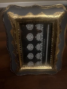 Sicura Italy Design Picture Frame Blue Gray & Gold 4 X 6 Photo Size - Picture 1 of 5
