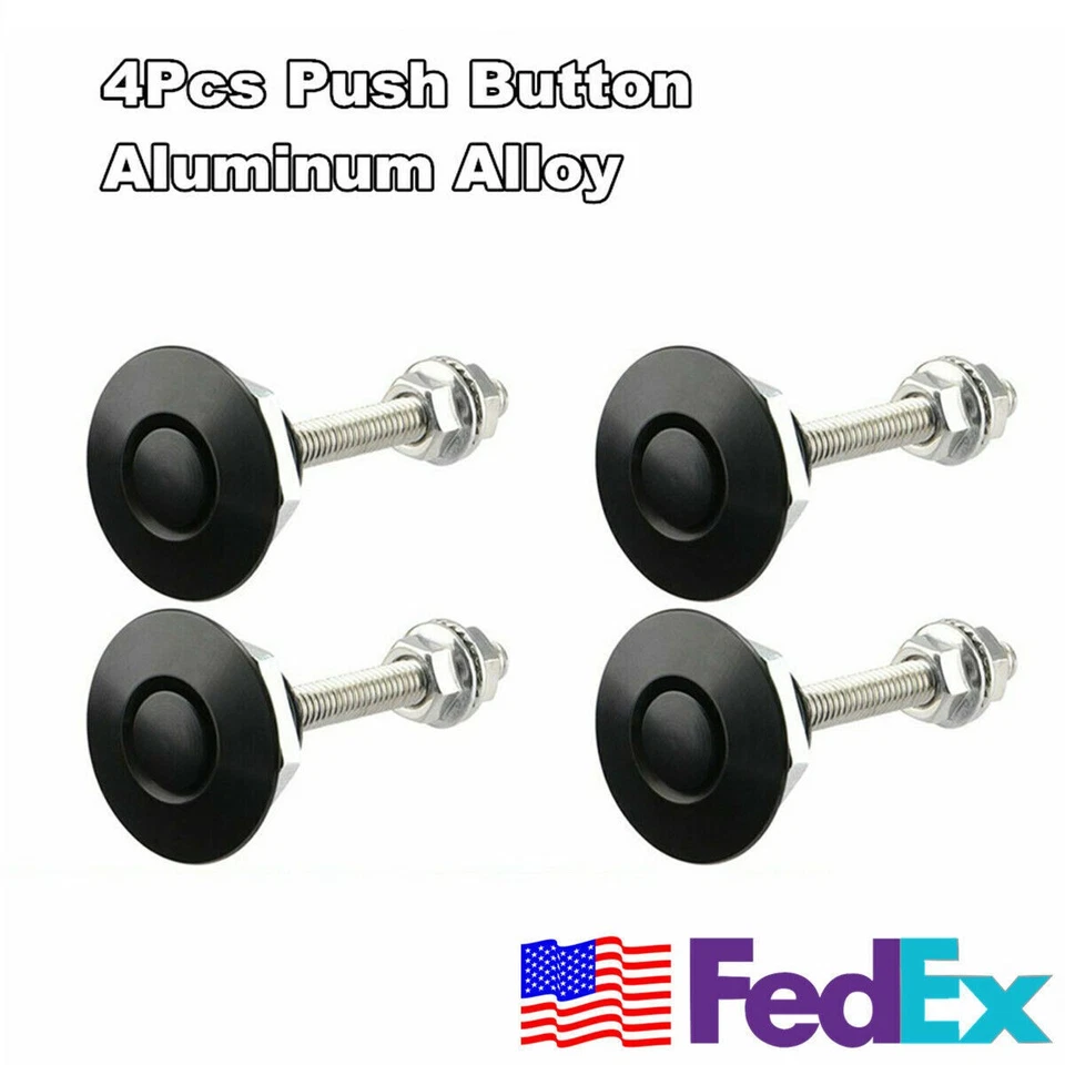 4 piezas mini pestillos de liberación rápida de aluminio para capó de coche pasadores de botón bloqueo de capó Foto 1 de 4
