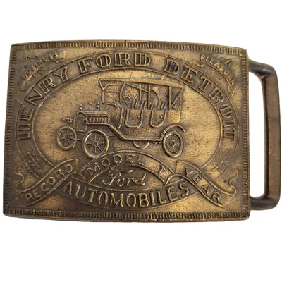 Hebilla de cinturón de latón vintage Detroit Automotive Modelo T Marcado PC 2020340010 Foto 1 de 4