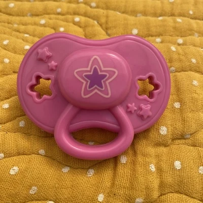 2006 Baby Alive Magnetic Doll Pacifier Dummy Soother Dark Pink Star Pattern - Image 1 of 4