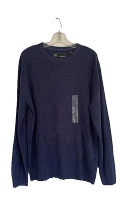 Weatherproof * 全新 * 男式海军蓝柔软丙烯酸针织毛衣,尺寸 L — 第 1/4 张图片