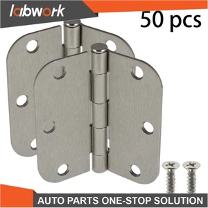Labwork 50 PCS 3.5" x 3.5" 2.2mm 5/8" Satin Nickel Door Hinges Radius Corners - Picture 1 of 14