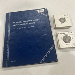 1892-1916 BARBER DIME Estate LOT of 49 COINS W/ Some KEY DATES WHITMAN FOLDER! - Bild 1 von 18