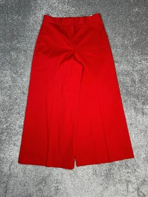 Pantalones chinos Theory suaves para mujer 6 rojos de sarga de algodón elásticos cintura alta pierna ancha Foto 1 de 4