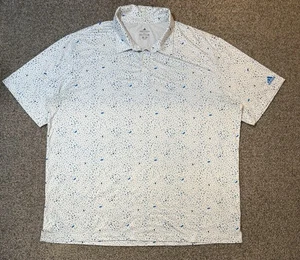 Adidas Golf Polo Uomo 3XLT Bianco Motivo Geometrico Elasticizzato Performance - Foto 1 di 7