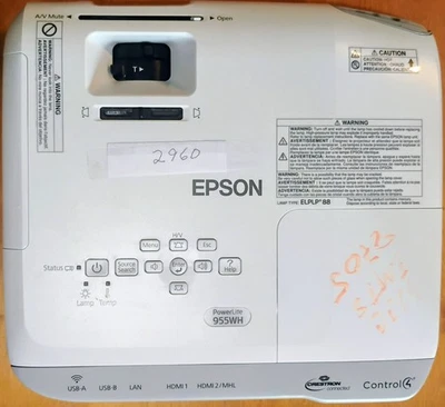 Epson PowerLite 955WH 3LCD Projector 4K 3200 Lumens Lamp Life Up to 10,000 Hours - Image 1 of 2